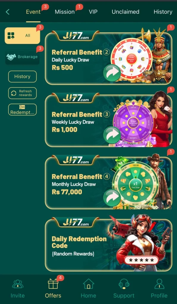JJ77 Bonuses